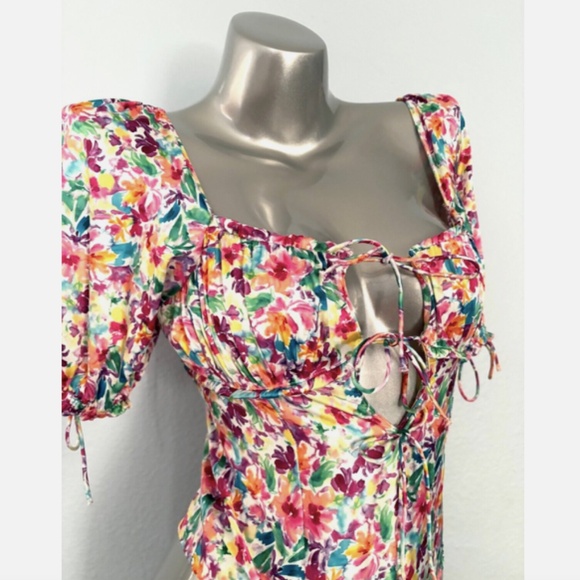 For Love & Lemons Victorias Secret Nwt Watercolor Bodysuit Tie Top Small S - Picture 6 of 9